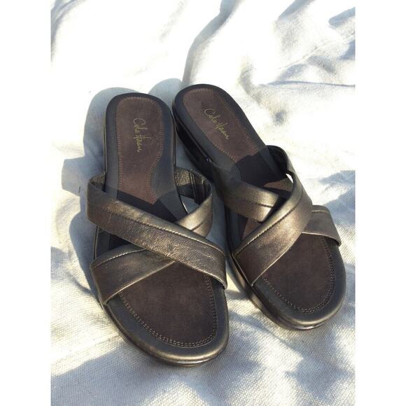 Cole Haan womens slide sandals nikeair size 8 metallic comfort cushion boho - Picture 2 of 10